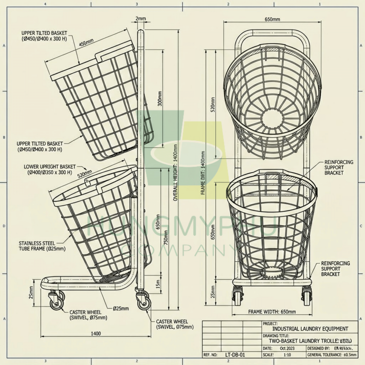bản vẽ gia công giỏ đựng đồ giặt
